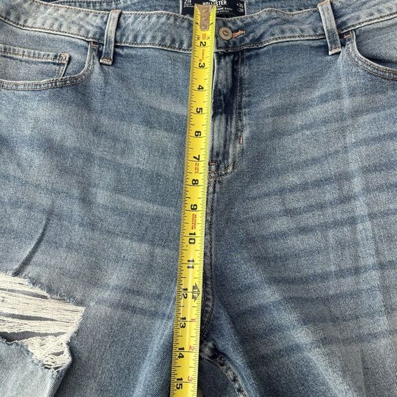Hollister Extreme Baggy High Rise Distressed Blue Raw Hem Jeans Size 21S (35x28) - Picture 6 of 9